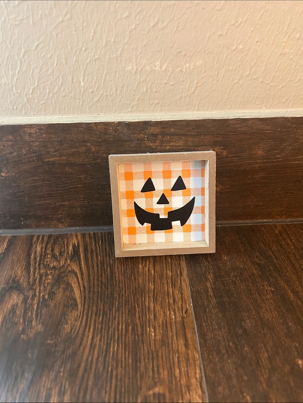 Orange Plaid Jack-O'-Lantern Framed Home Accent